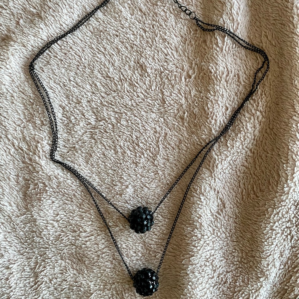 Multi strand black beaded balls necklace